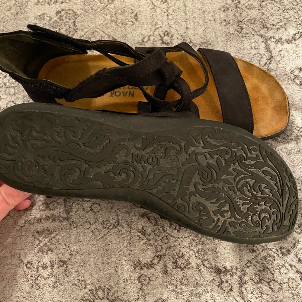 Naot black suede sandals